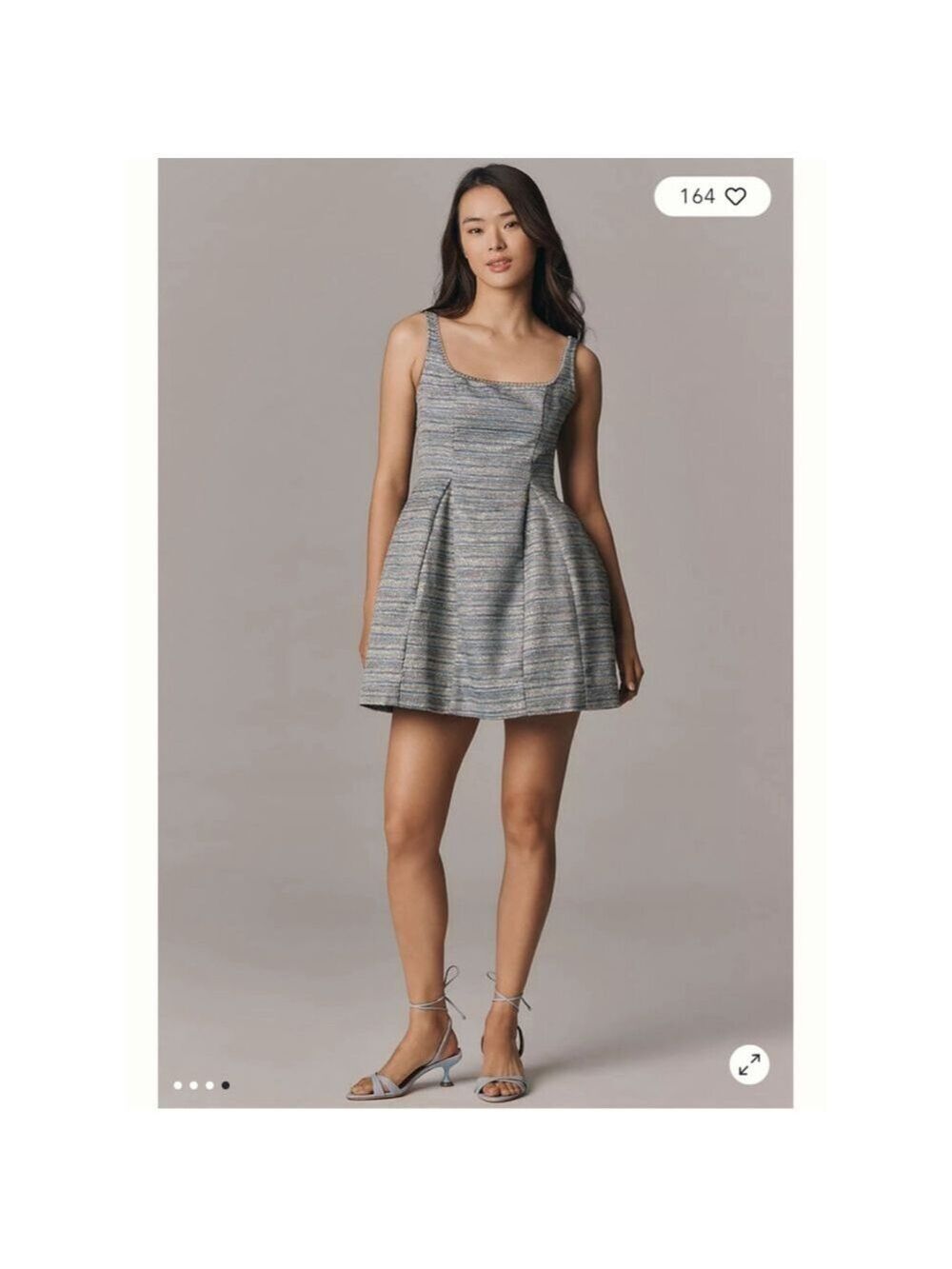 Women's Anthropologie Blue Gold Tweed Mini Dress